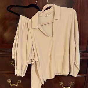 Splendid Cream Relaxed Top and Pants Set